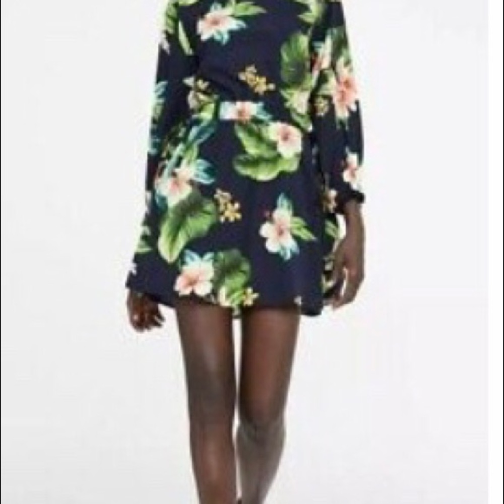ZARA MULTICOLOURED FLORAL PRINT JUMPSUIT DRESS - Picture 2 of 4